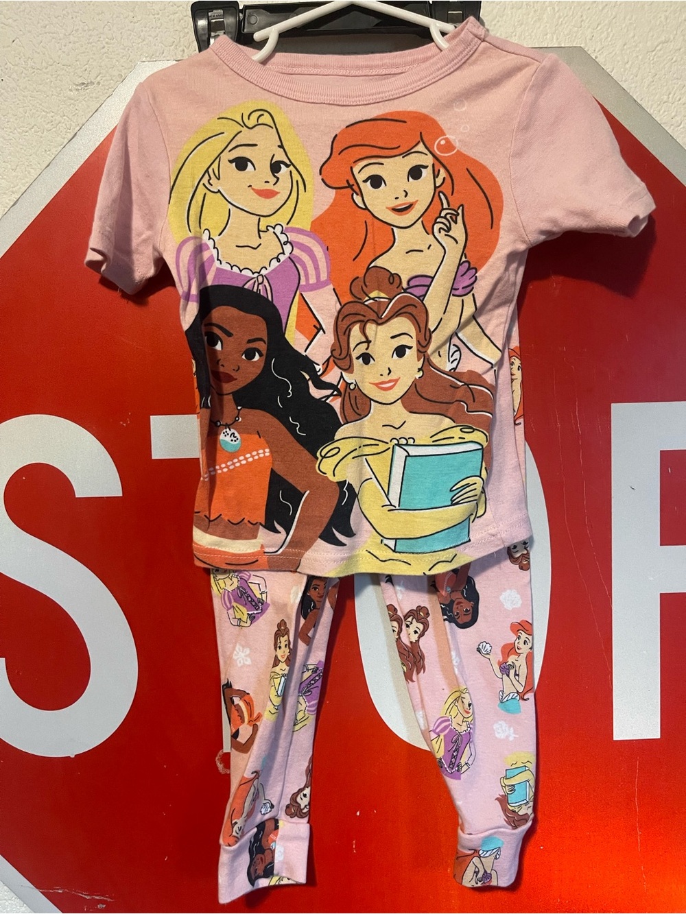 Disney Pink Princess Characters Kids Pajama Set